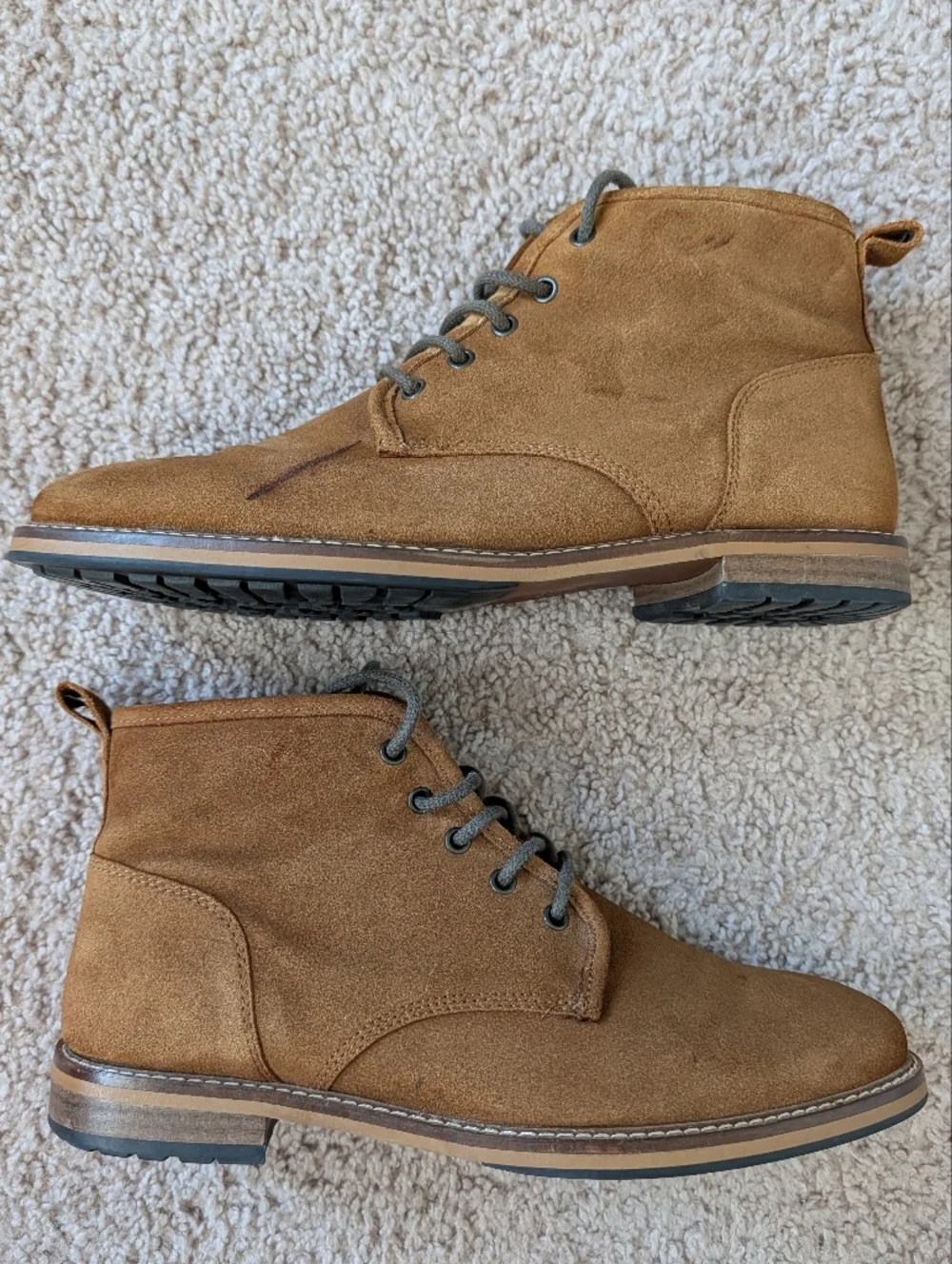 Crevo Mens Chestnut Brown Leather Kelston Zip Up Chukka Ankle Boots Size 11.5